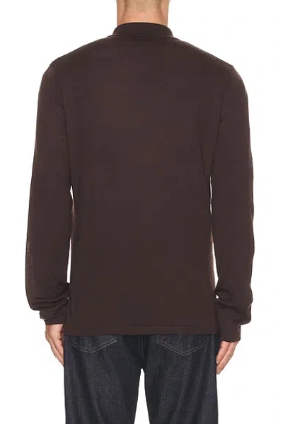 Samsoe & Samsoe Sarowan Long Sleeve Polo In Brown