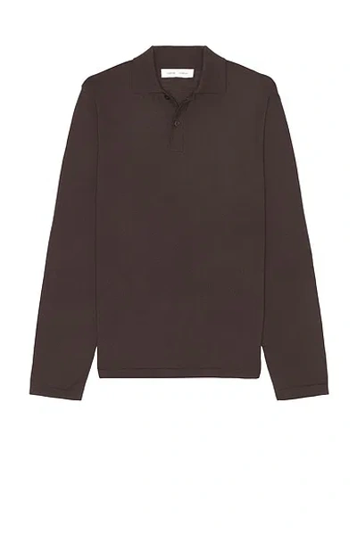 Samsoe & Samsoe Sarowan Long Sleeve Polo In Brown