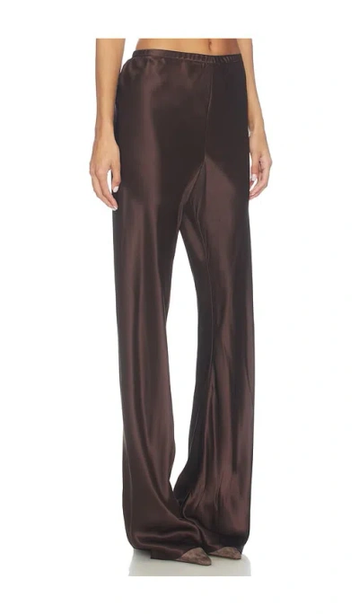 Eaves Loretta Silk Pants In Brown