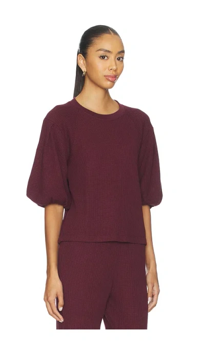 Bobi Bubble Sleeve Pullover In Burgundy