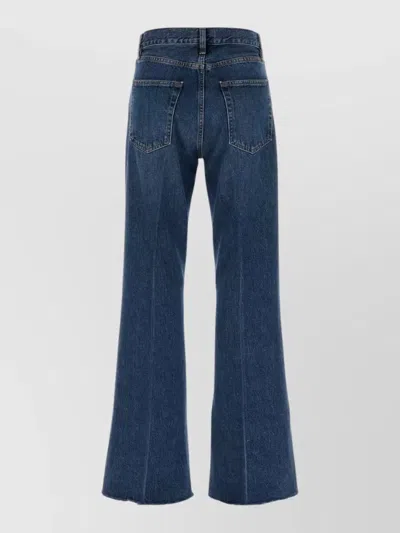 Frame The Lax Denim Flared Five Pocket Trousers In Blue