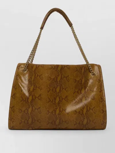 Orciani Venus Python-print Chain-strap Shoulder Bag In Brown