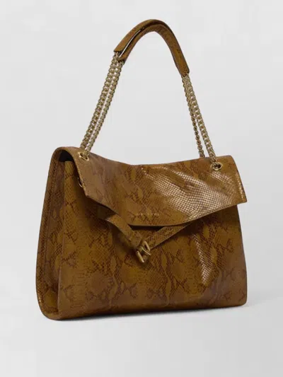 Orciani Venus Python-print Chain-strap Shoulder Bag In Brown
