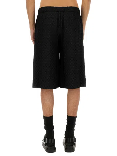 Alexander Mcqueen Black Viscose Blend Bermuda Shorts In Multi