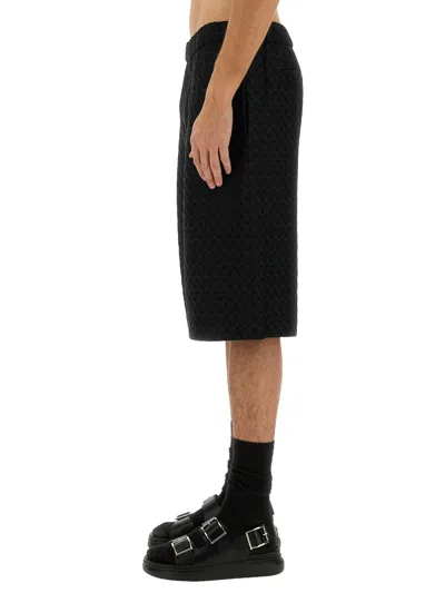 Alexander Mcqueen Black Viscose Blend Bermuda Shorts In Multi