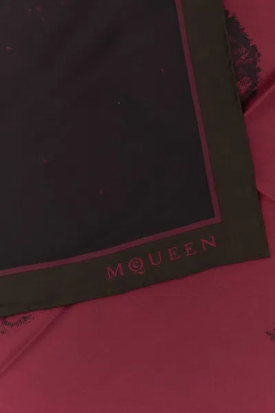 Alexander Mcqueen Twill Foulard Abstract Pattern In Red