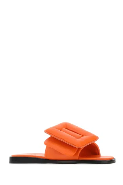 Boyy Orange Leather Puffy Slippers In Orange