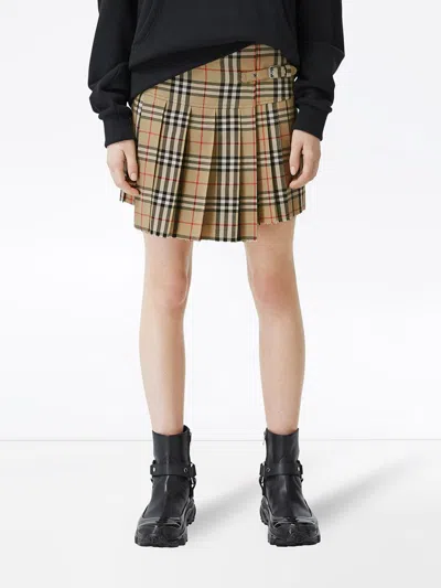 Burberry Embroidered Wool Mini Skirt In Brown