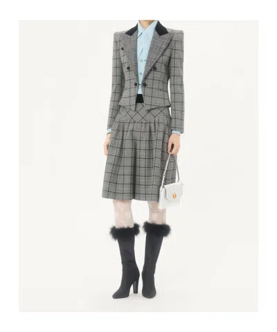 Valentino Wool Bermuda Shorts With Check Pattern In Gray