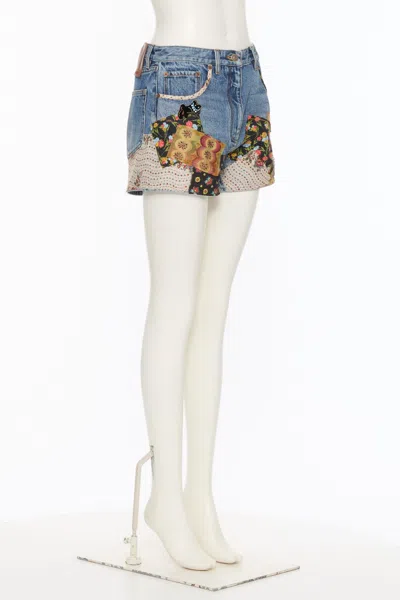 Valentino Patchwork Jeans With Embroidered-beads In Blue