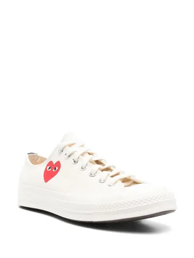 Comme Des Garçons Converse Chuck Tailor Red Heart Low Top Sneakers In White
