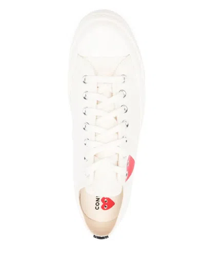Comme Des Garçons Converse Chuck Tailor Red Heart Low Top Sneakers In White