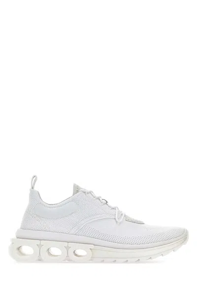 Ferragamo Gancini Sole Sneakers With Knitted Upper In White