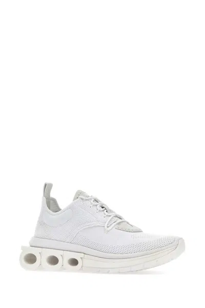 Ferragamo Gancini Sole Sneakers With Knitted Upper In White
