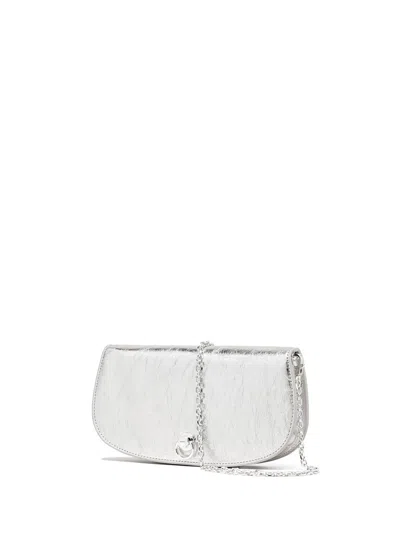 Gianni Chiarini Deva Clutch In Laminated Leather In Silver