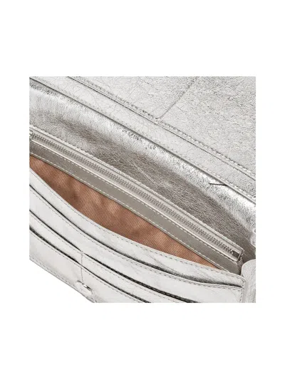 Gianni Chiarini Deva Clutch In Laminated Leather In Silver