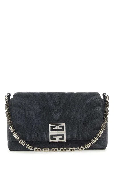 Givenchy Black Denim Medium 4g Soft Handbag In Purple