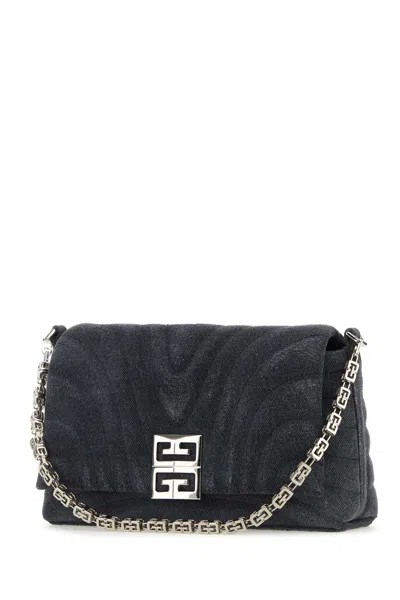 Givenchy Black Denim Medium 4g Soft Handbag In Purple