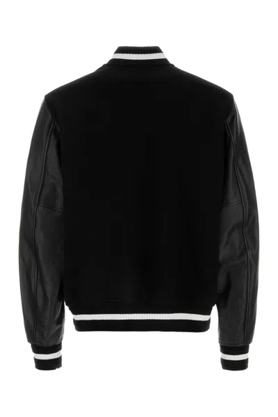 Givenchy Men Black Jacket With 4g Motif On Front In Wool And Tech Fabric Blend Man In Black