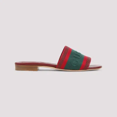 Gucci Open-toe Red Leather Sandals In Multi