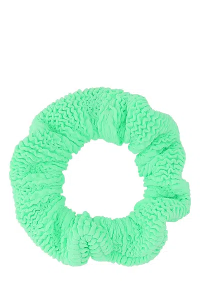 Hunza G Textured Elastic Hair Tie In Green