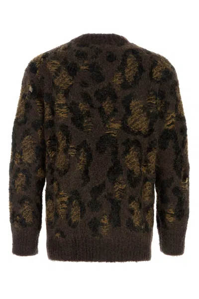 Junya Watanabe Brown Embroidered Wool Blend Sweater In Brown