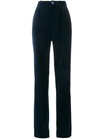 Gucci Ladies Blue Cotton Classic Straight-leg Corduroy Trousers, Size: 42