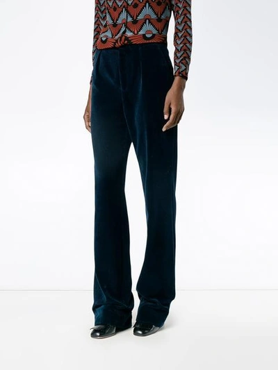 Shop Gucci Straight-leg Corduroy Trousers - Blue