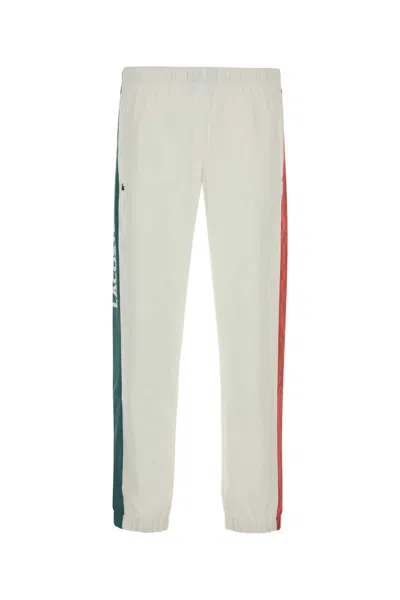 Lacoste Joggers With Printed Logo And Side Stripes In White
