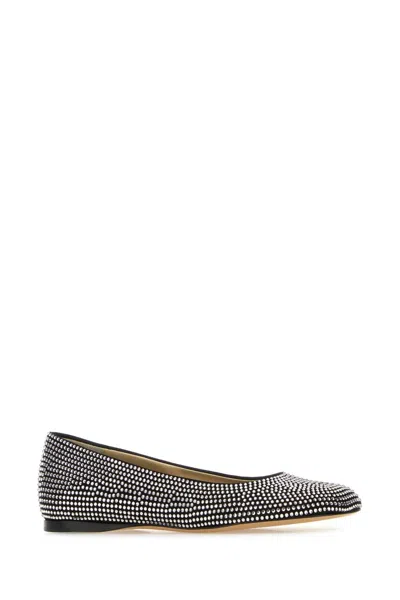 Loewe Embellished Suede Toy Ballerinas In Metallic