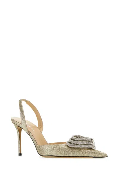 Mach&mach Platinum Fabric Pumps In Gold