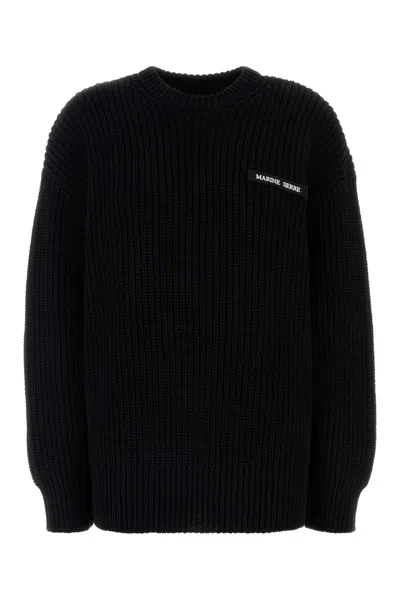 Marine Serre Black Cotton Oversize Sweater In Blue