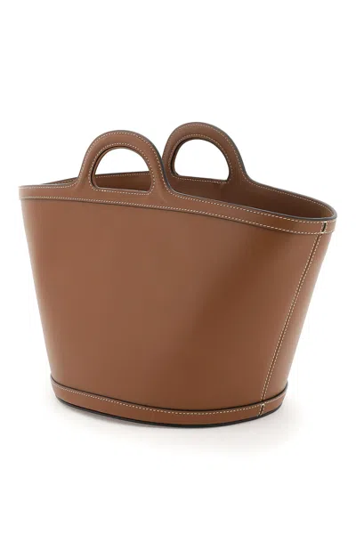 Marni Brown Leather Small Tropicalia Handbag In Black