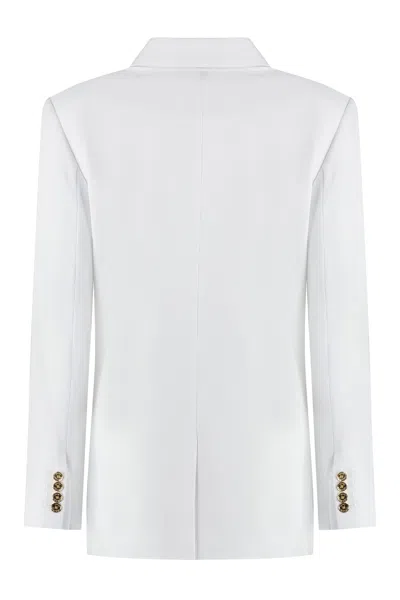 Michael Kors Double-breasted Crepe Blazer In White