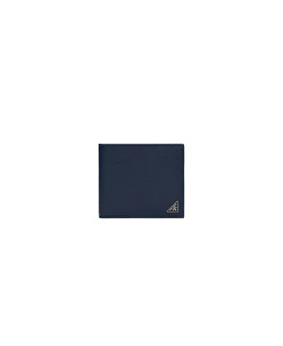 Prada Saffiano Leather Wallet In Blue