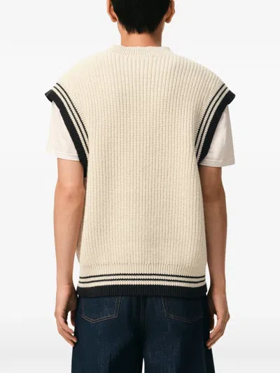 Ami Alexandre Mattiussi Ami Paris Ribbed Wool Sleeveless Ami De Coeur Sweater In Neutral