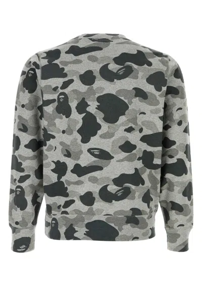 Bape Heather Gray Camo Ape Head One Point Crewneck Swea In Gray