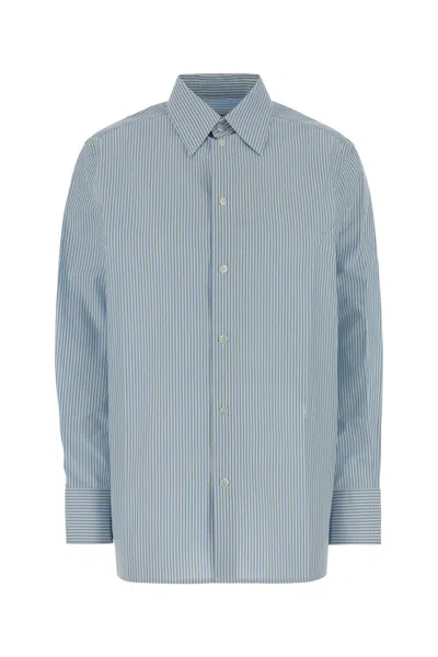 Saint Laurent Cassandre Striped Button-up Shirt In Blue