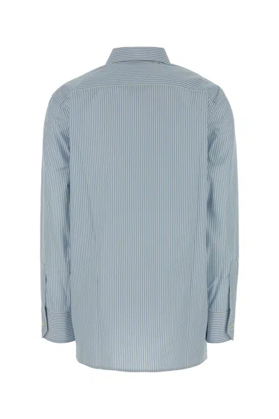 Saint Laurent Cassandre Striped Button-up Shirt In Blue