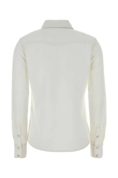 Frame White Denim Shirt In Green