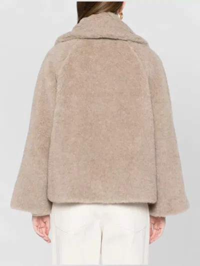 Max Mara Teddy Bear Icon Coat Short Sand In Alpaca And Wool Women In Gray