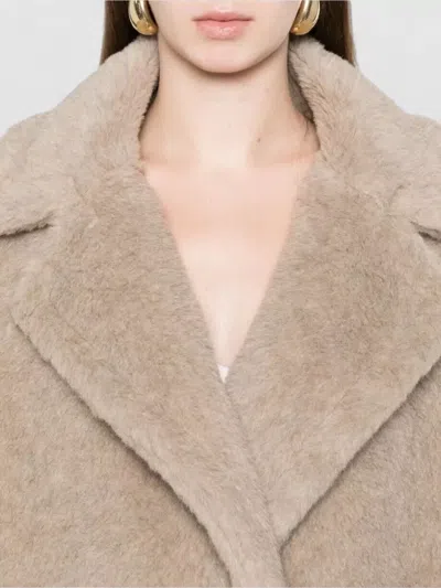 Max Mara Teddy Bear Icon Coat Short Sand In Alpaca And Wool Women In Gray