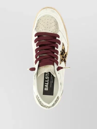 Golden Goose Ballstar White Low Top Sneakers With Glittered Star Patch On The Side And Glittered Heel With Logo L In Multi