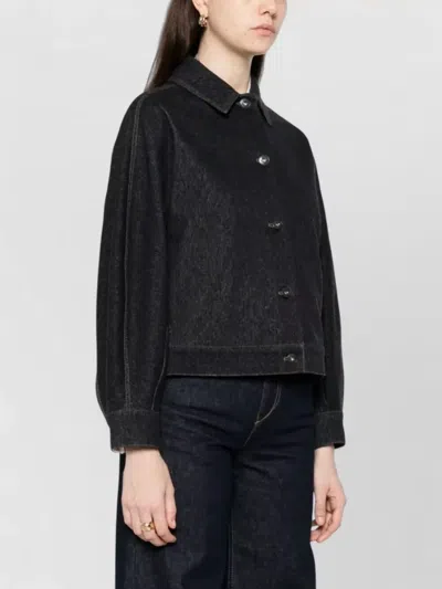 Max Mara Oversized Cropped Denim-effect T-shirt Jacket In Black