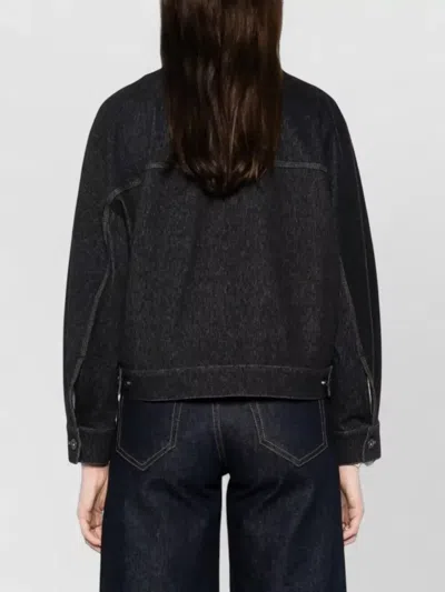 Max Mara Oversized Cropped Denim-effect T-shirt Jacket In Black