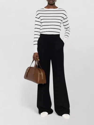 Max Mara White Striped T-shirt In Neutral
