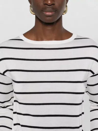 Max Mara White Striped T-shirt In Neutral