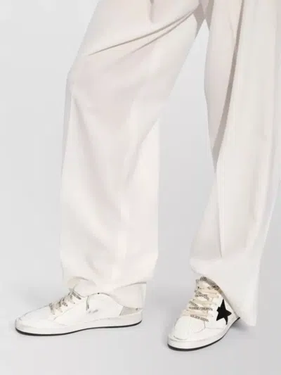 Golden Goose Ballstar White Low Top Sneakers With Glittered Star Patch On The Side And Glittered Heel With Logo L