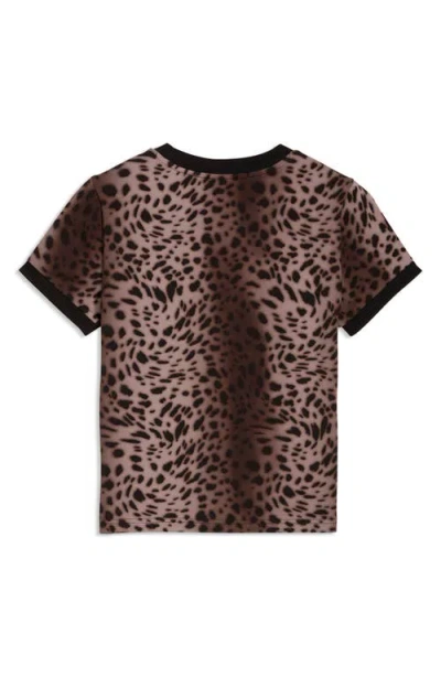 Puma Essentials Bedazzled Rhinestone Embellished Leopard Print Cotton Graphic T-shirt In Brown