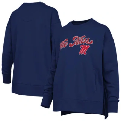 Pressbox Navy Ole Miss Rebels Bonanza Chenille Harper Script Sweatshirt In Blue